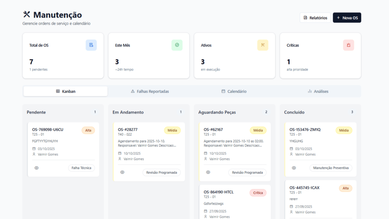 Manutenção Preditiva & OS